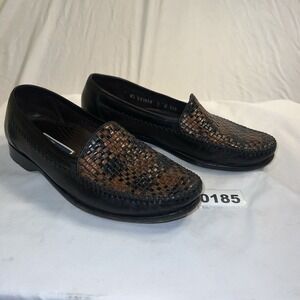 Bragano Men's Italian Basket-Weave Leather Loafers, Size 9